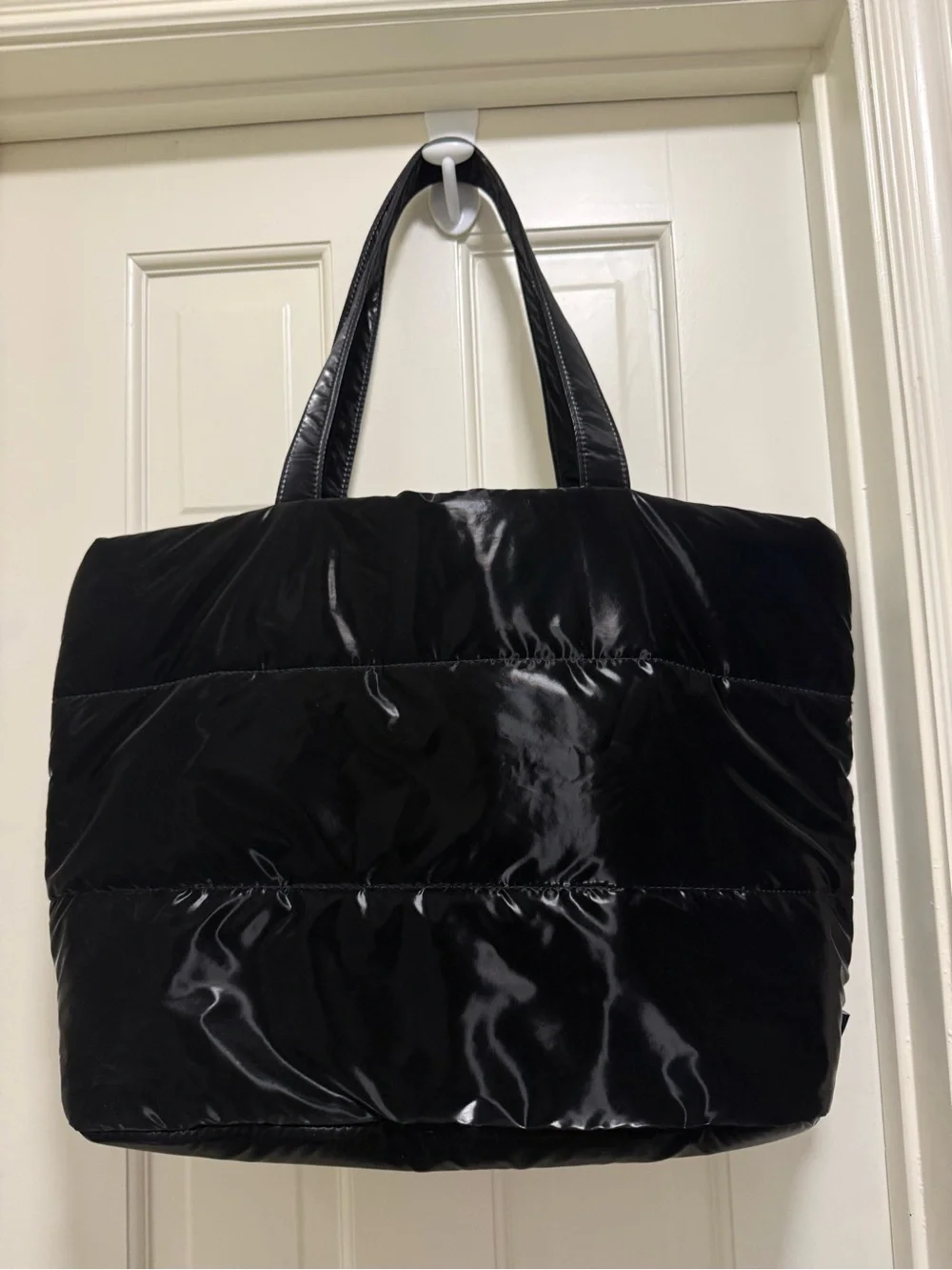 GAP Black Shiny Puffer Tote